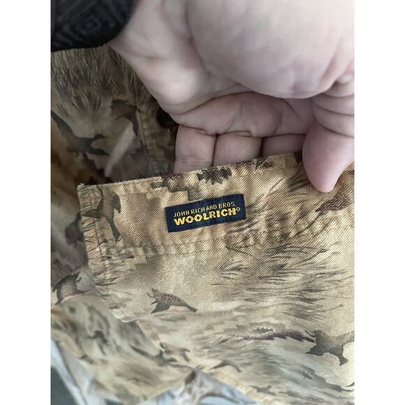 WOOLRICH Mens Long Sleeve Button Shirt Brown with ducks Soft Warm Tan XL - Picture 4 of 6